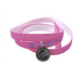 Virgo zodiac sign pink wristband- sterling silver 925 pendant on satin ribbon