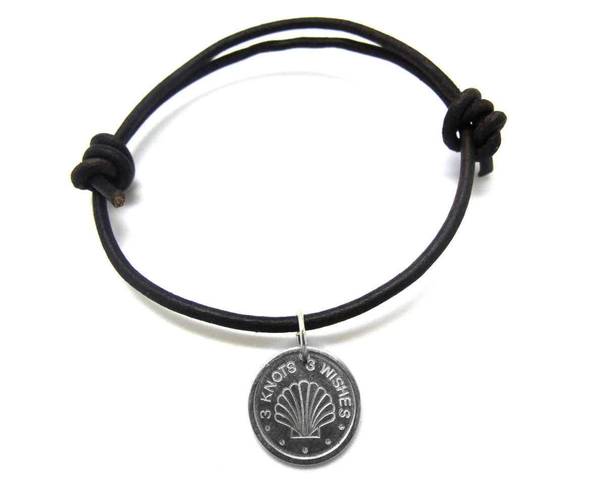 Sea Shell - sterling silver 925 pendant on leather cord OR satin ribbon wristband