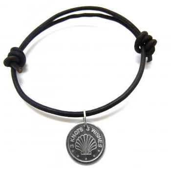 Sea Shell - sterling silver 925 pendant on leather cord OR satin ribbon wristband