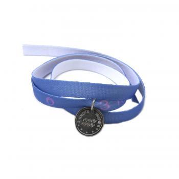 Aquarius horoscope sign light blue wristband- sterling silver 925 pendant on satin ribbon